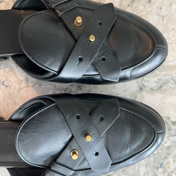 FRAME Leather Mules / Loafers - Size 36.5 - Black w Gold Hardware (OBO) - Picture 4 of 5